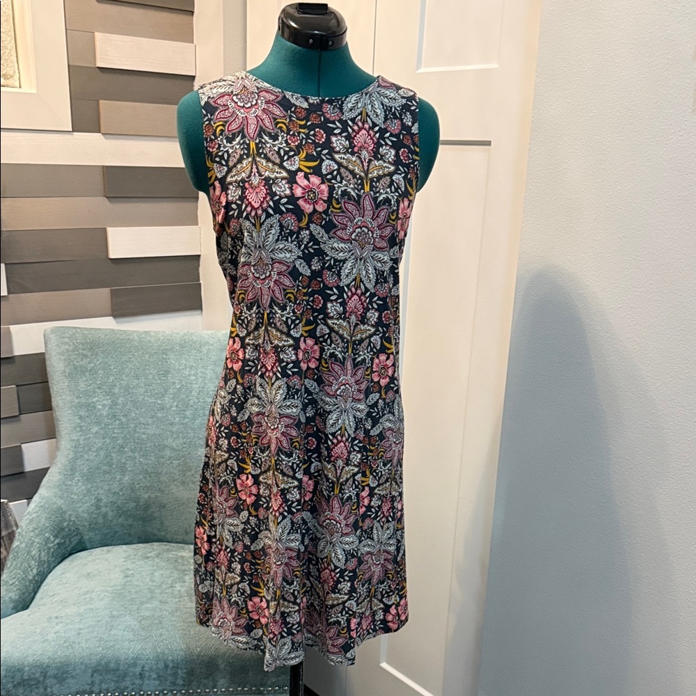 LOFT Floral Mini Dress in Pink and Black